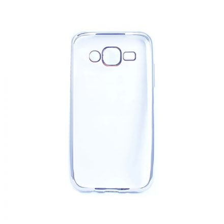 Átlátszó TPU telefontok Samsung Galaxy J5 J500F fényes krómhatású szélekkel ezüst