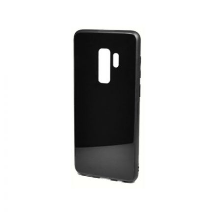 Szilikon tok Samsung Galaxy S9 Plus G965 üveges hátlappal fekete