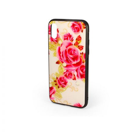 Üveges hátlappal rendelkezó telefontok nagy rózsa mintával iPhone X/XS
