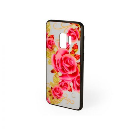Üveges hátlappal rendelkezó telefontok nagy rózsa mintával Samsung Galaxy S9 G960