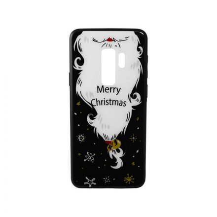 Üveges hátlappal rendelkezó telefontok mikulás szakáll mintával (Karácsonyi) Samsung Galaxy S9 Plus G965 fekete