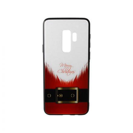 Üveges hátlappal rendelkezó telefontok mikulás szakáll mintával (Karácsonyi) Samsung Galaxy S9 Plus G965 piros