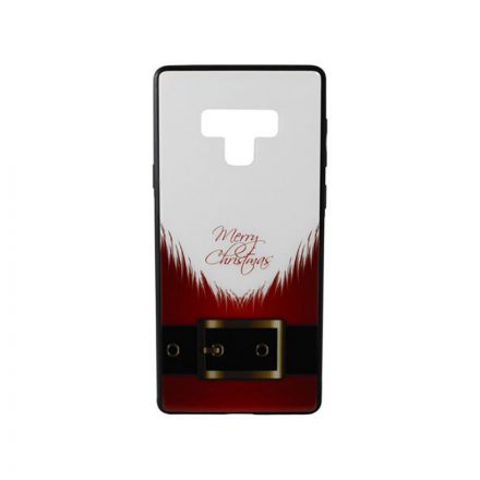 Üveges hátlappal rendelkezó telefontok mikulás szakáll mintával (Karácsonyi) Samsung Galaxy Note 9 N960 piros