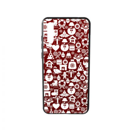 Üveges hátlappal rendelkezó telefontok apró karácsonyi mintával Huawei P20 Plus piros-fehér
