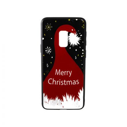 Üveges hátlappal rendelkezó telefontok karácsonyi Mikulás sapka mintával Samsung Galaxy S9 G960 piros