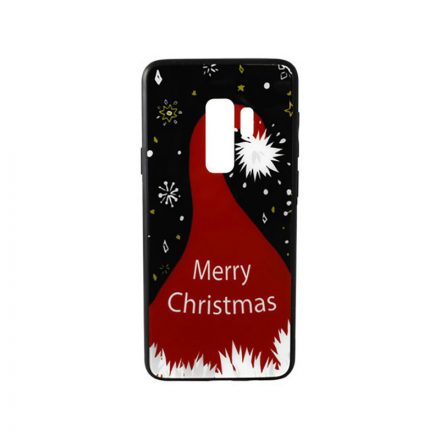 Üveges hátlappal rendelkezó telefontok karácsonyi Mikulás sapka mintával Samsung Galaxy S9 Plus G965 piros