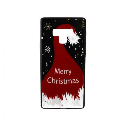 Üveges hátlappal rendelkezó telefontok karácsonyi Mikulás sapka mintával Samsung Galaxy Note 9 N960 piros