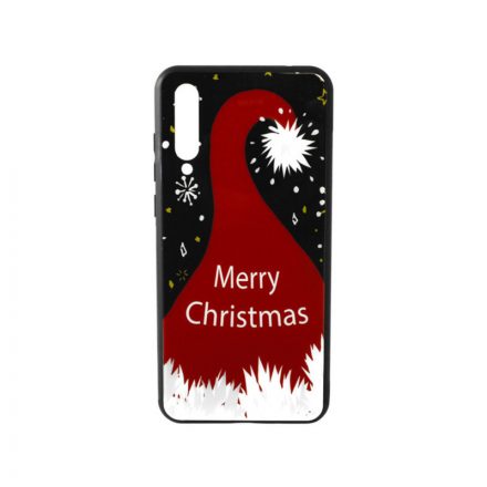 Üveges hátlappal rendelkezó telefontok karácsonyi Mikulás sapka mintával Huawei P20 Plus piros