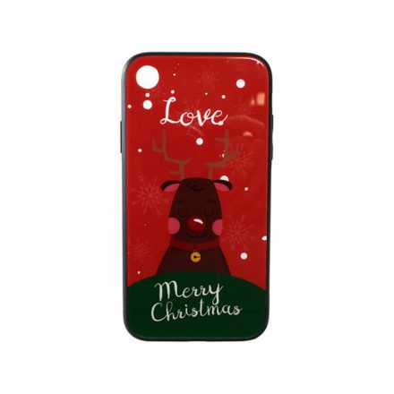 Üveges hátlappal rendelkezó telefontok karácsonyi mintával Love Rudolf rénszarvas iPhone XR piros