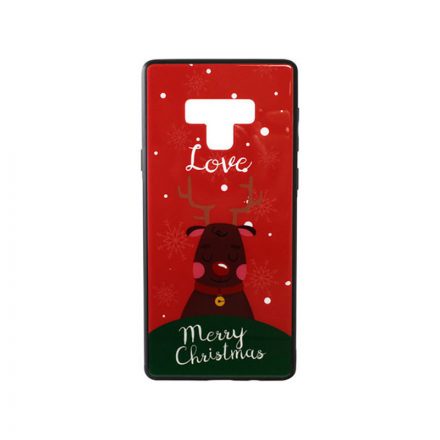 Üveges hátlappal rendelkezó telefontok karácsonyi mintával Love Rudolf rénszarvas Samsung Note 9 N960 piros