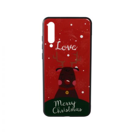 Üveges hátlappal rendelkezó telefontok karácsonyi mintával Love Rudolf rénszarvas Huawei P20 piros