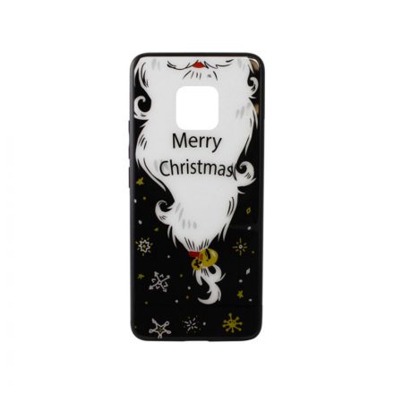 Üveges hátlappal rendelkezó telefontok mikulás szakáll mintával (Karácsonyi) Huawei Mate 20 Pro fekete