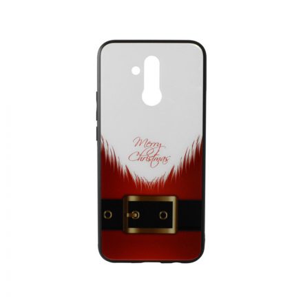 Üveges hátlappal rendelkezó telefontok mikulás szakáll mintával (Karácsonyi) Huawei Mate 20 Lite piros