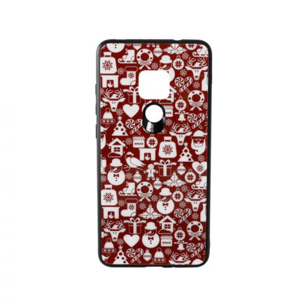 Üveges hátlappal rendelkezó telefontok apró karácsonyi mintával Huawei Mate 20 piros