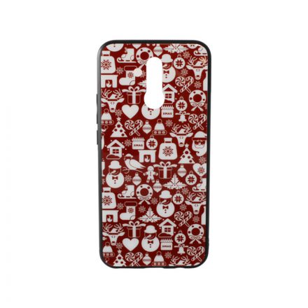 Üveges hátlappal rendelkezó telefontok apró karácsonyi mintával Huawei Mate 20 Lite piros