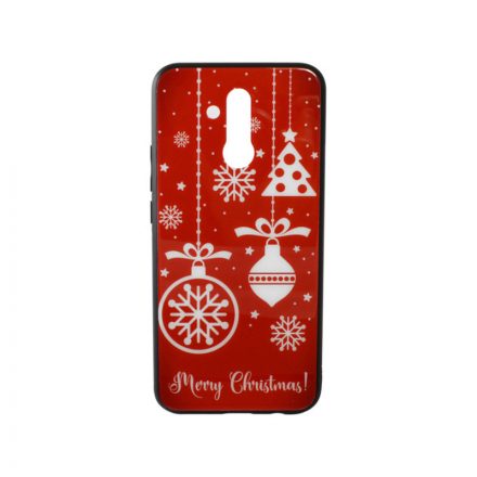 Üveges hátlappal rendelkezó telefontok karácsonyfadísz mintával Huawei Mate 20 Lite piros
