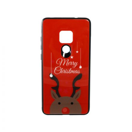 Üveges hátlappal rendelkezó telefontok karácsonyi mintával Merry Rudolf rénszarvas Huawei Mate 20