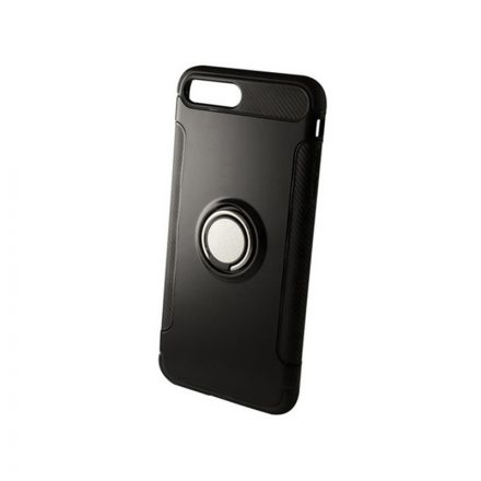 Newer Magnetic + Ring Karbon Szélű iPhone 7 Plus/8 Plus TPU Tok Fekete