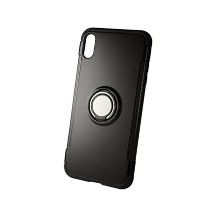 Newer Magnetic + Ring Karbon Szélű iPhone XS Max TPU Tok Fekete