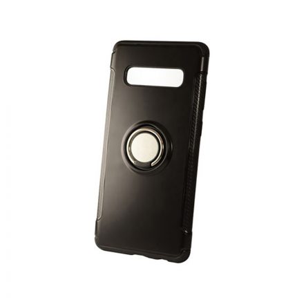 TPU telefontok karbon kerettel Samsung Galaxy S10 G973F Newer Magnetic + Ring fekete