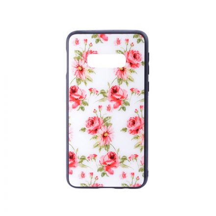Üveges hátlappal rendelkezó telefontok rózsa mintával fehér háttérrel Samsung Galaxy S10E G970F