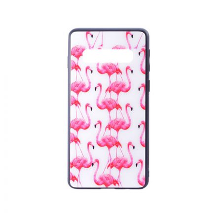 Üveges hátlappal rendelkezó telefontok flamingó mintával Samsung Galaxy S10 G973F