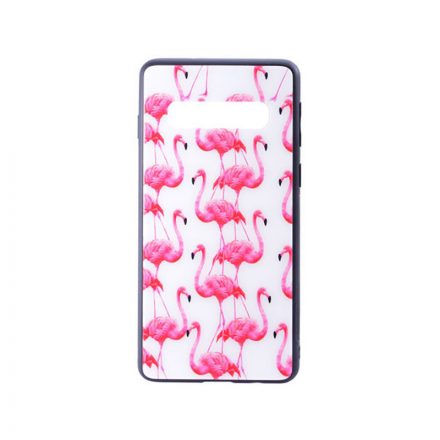 Üveges hátlappal rendelkezó telefontok flamingó mintával Samsung Galaxy S10 Plus G975F