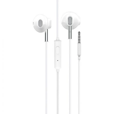 Vezetékes fülhallgató, headset 3.5 mm-es Jack csatlakozóval Hoco M57 Sky fehér