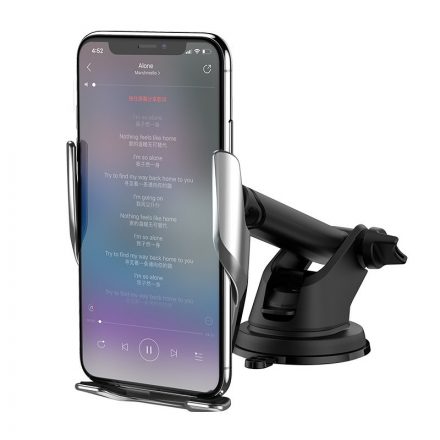 Wireless töltős autós telefontartó Hoco S14 Surpass ezüst