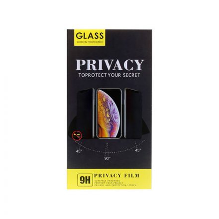 Karc és ütésálló, betekintésgátlós matt üvegfólia fekete kerettel iPhone 12 Mini Full Cover Privacy