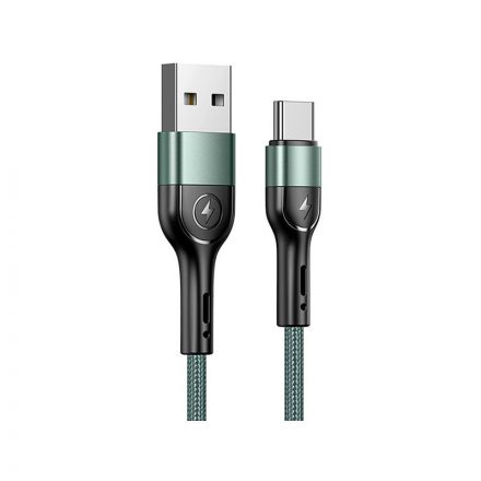 Töltő és adatkábel USB/Type-C csatlakozóval 3A 1.2 méter Usams SJ449 U55 zöld