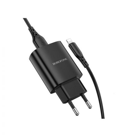 USB portos hálózati Töltő 2.1A + Lightning kábel 1 méter Borofone BN1 Innovative fekete