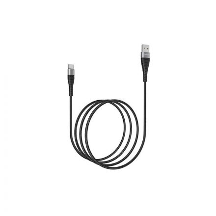 Töltő és adatkábel USB/Type-C csatlakozóval 3A 1 méter YooUp L02 Munificent fekete