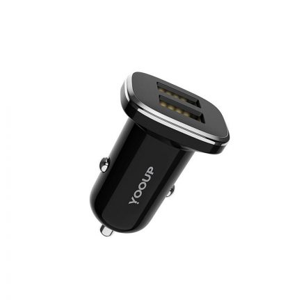 Dupla USB portos autóstöltő 2.4A YooUp C01 Lasting fekete