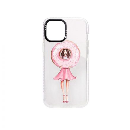 YooUp iPhone 12 / 12 Pro Mintás Tok Donut Girl fehér