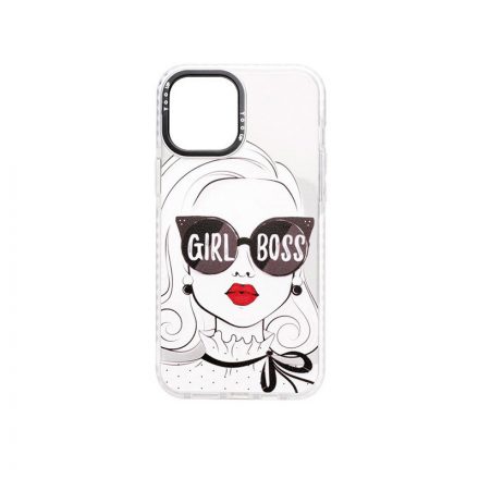 Mintás TPU telefontok Girl Black iPhone 12/12 Pro YooUp fehér