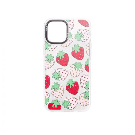 YooUp iPhone 12 / 12 Pro Mintás Tok Strawberry Fehér