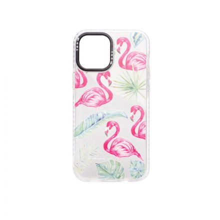 YooUp iPhone 12 / 12 Pro Mintás Tok Flamingo Fehér