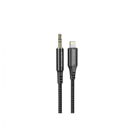 3.5 mm-es Jack/Lightning csatlakozós audiókábel 1 méter Borofone BL7 Digital Audio fekete