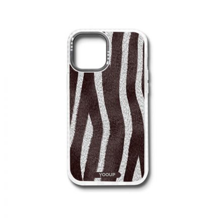 Mintás telefontok Zebra iPhone 12 Pro Max YooUp fehér kerettel