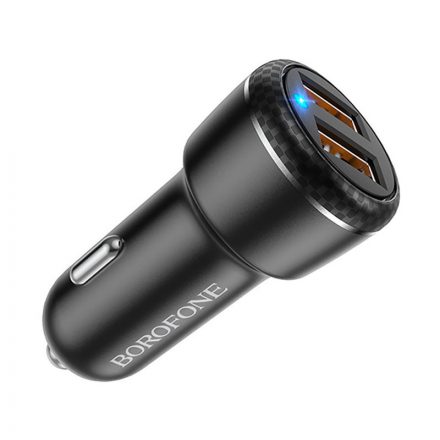 Dupla USB portos autós töltő QC3.0 18W Borofone BZ17 Core fekete