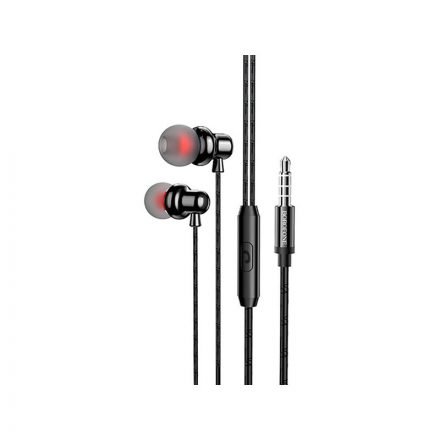 Vezetékes fülhallgató, headset 3,5 mm-es Jack csatlakozóval Borofone BM65 Sole fekete