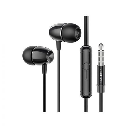 Vezetékes fülhallgató, headset 3,5 mm-es Jack csatlakozóval Borofone BM57 Platinum fekete