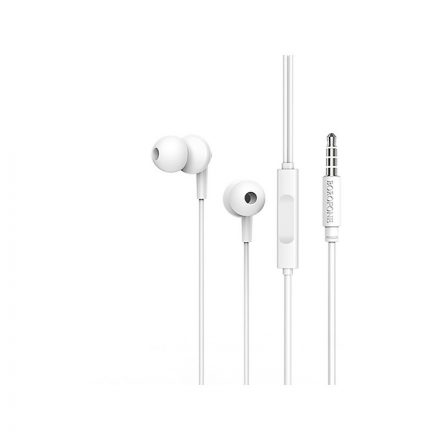 Vezetékes fülhallgató, headset 3,5 mm-es Jack csatlakozóval Borofone BM49 Player fehér