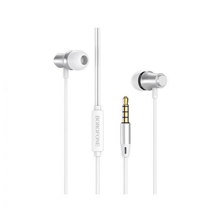 Vezetékes fülhallgató, headset 3,5 mm-es Jack csatlakozóval Borofone BM29 Gratified fehér