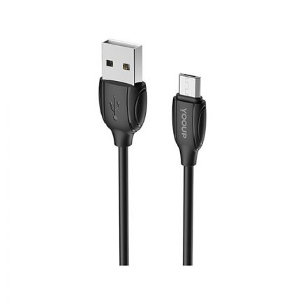 Töltő és adatkábel USB/Micro-USB csatlakozóval 2.4A 2 méter  YooUp L01A Benefit fekete