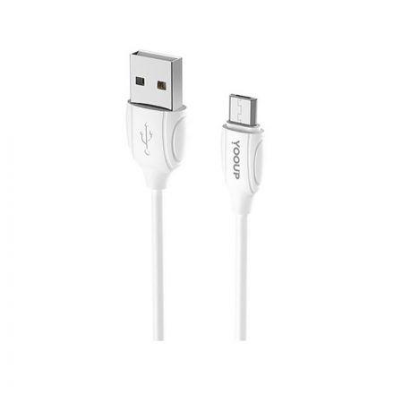 Töltő és adatkábel USB/Micro-USB csatlakozóval 2.4A 2 méter  YooUp L01A Benefit fehér