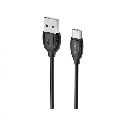 Adatkábel USB/Type-C csatlakozóval 2.4A 2 méter YooUp L01A Benefit fekete