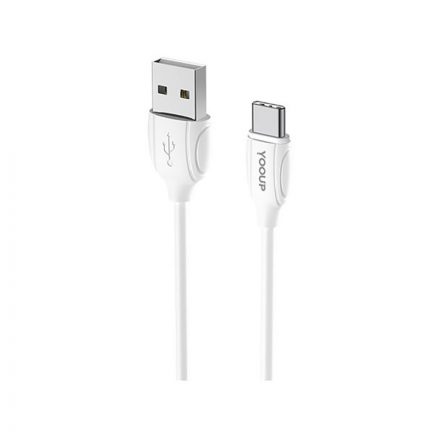 Töltő és adatkábel USB/Type-C csatlakozóval 2.4A 2 méter YooUp L01A Benefit fehér