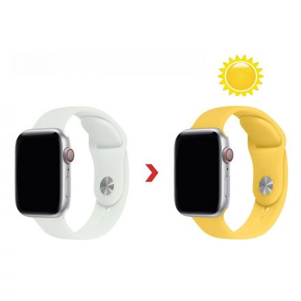 Színváltós óraszíj szilikon Apple Watch 1-3: 38 mm/Watch 4-6: 40 mm/Watch 7: 41 mm fehér-sárga